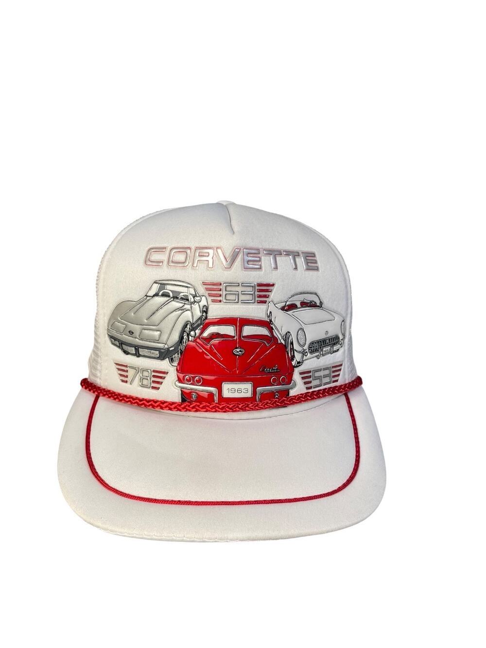 Vintage Corvette Red Rope White SnapBack Mesh Hat